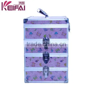 Personalized Lockable Hardshell Pink Makeup Boxes With Compartments thumbnail-2