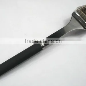 RUBBER GRIP STAINLESS STEEL METAL BBQ GRILL BRUSH thumbnail-4