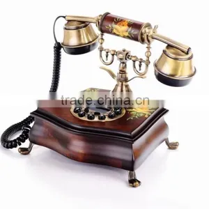Home Decorative Vintage Wooden Telephone Antique Retro Corded Phone thumbnail-1