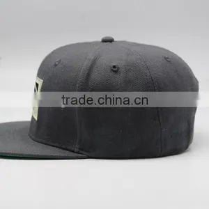 Buckle Back Grey Snap Back Hat With Woven Label Logo thumbnail-3