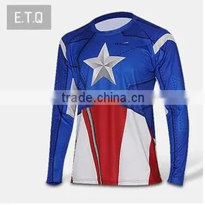 Custom Made Cotton Polyester Star Red Blue USA Super Men Short Sleeve t Shirt thumbnail-4