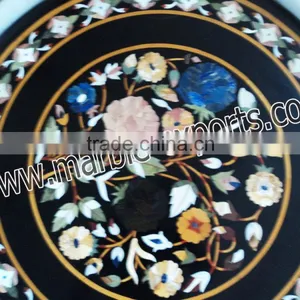 Handmade Black Marble Inlay Dining Table Tops, Marble Coffee Table Top thumbnail-4