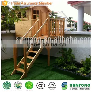 Outdoor Kids Wooden Playhouse With Platform thumbnail-1