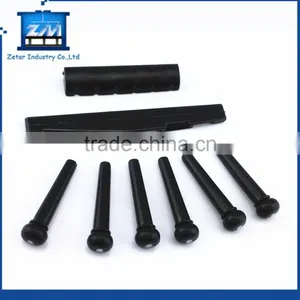 Yueton Pack of 2 Sets Black and White Plastic Bridge Pins & Saddle & Nut Replacement Parts for Acoustic Guitar thumbnail-3