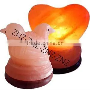 Himalayan Rock Salt Lamp Love Brids and Heart Shape thumbnail-1