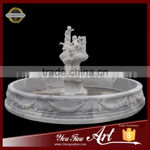Nature White Marble Children Statue Water Fountain thumbnail-1