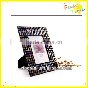 Modern Art Decor Black With Silver Antique Ornate Glass Mosaic Photo Frame Hang for Room thumbnail-1