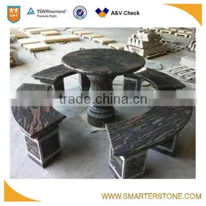 Multi Color Red Granite Table and Bench for Outdoor thumbnail-1
