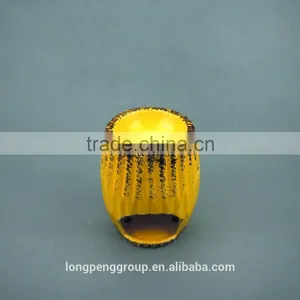 Home Decorative Table Top Elegant Yellow Glzaed Ceramic Tealight Candle Holder With Distressed Finish thumbnail-2