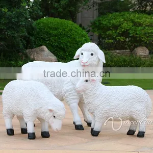 Outdoor Decoration Fiberglass Animal Craft Life Size Resin Sheep Statues for Sale thumbnail-3