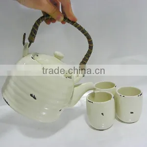 HK Fair New Design 5pcs White Ceramic Tea Set thumbnail-1