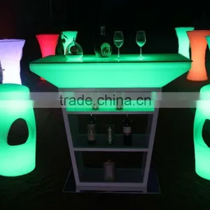 Led Illuminated Home Bar Counter With Stainless Steel Shelf thumbnail-2