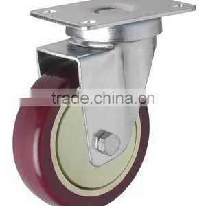 Medium Swivel Top Plate Rubber Caster Wheels With Brake thumbnail-1