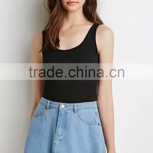 2015 New Fashion Black Stretch Knit Tank Stringer Tank Top Wholesale thumbnail-2