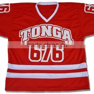 Ice Hockey Jersey Red Quality 100% Polyester thumbnail-1