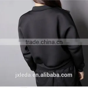 Best Quality Lady Biker Bomber Jacket Black Solid Zipper Coat Women Cloths 2016 thumbnail-4