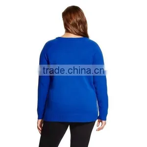 2016 New Latest Wooden Christmas Tree Plus Size Christmas Sweater Blue Awarke thumbnail-2