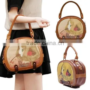 Girls Sweet Cartoon Printing Cylinder Handbag Shoulder Bag 5804# thumbnail-1