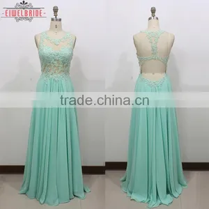 Custom Floor Length Long A Line Chiffon Evening Dress thumbnail-1