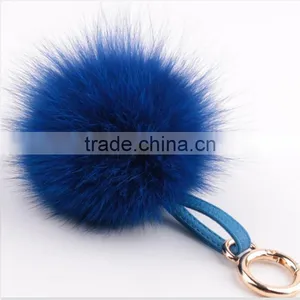 Myfur Custom Beautiful Colors Large Fox Fur Ball Phone Pendant Fox Fur Pompom Key Chain thumbnail-1