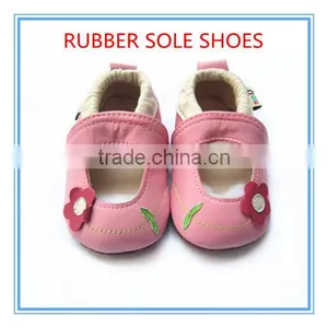 Pink Flower Rubber Sole Baby Sandal and Genuine Leather Baby Girl Shoes 2016 thumbnail-1