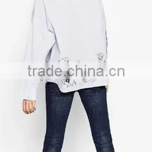 Runwaylover EY2387B Ladies 2017 Long Sleeve Label Printed Blouse thumbnail-2