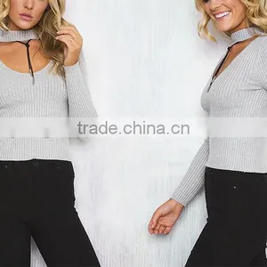 Elegant Halter Knitted Sweater Autumn Winter White Short Pullover Women Tops Slim v Neck Black Jumper Casual Pull Femme thumbnail-2