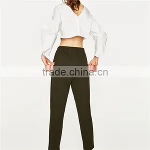 2017 OEM Wholesale 100% Cotton Comfortable Pants Women Sport Jogger Trousers thumbnail-4