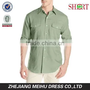 Men's Cane Bay Roll Up Sleeve Linen Cotton Button Down Casual Shirt thumbnail-4