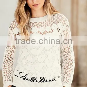 Latest Fashion Solid Color Special Pattern Girls Sweaters 2017 thumbnail-1