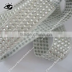 5row Ss10 Crystal Clear Hot Fix Rhinestone Ribbon Net thumbnail-1