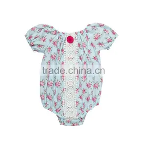 2017 Floral Printed Infant Jumpsuit 100% Cotton Fluffy Sleeve Baby Romper thumbnail-4