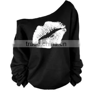 Lip Printed Women Blouse One Shoulder Blouses Spring Summer Shirts Blusas Mujer thumbnail-6