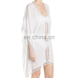 C102 Lace Trim Cover-Up Beach Wear Kaftans Plus Size thumbnail-2