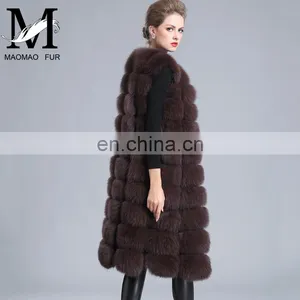 2016 Fashion Genuine Real Fox Fur Vest Women's Long Fox Fur Vests thumbnail-1