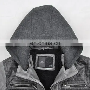 2015 Latest Fashion Men Hooded Leather Motorcycle Jacket thumbnail-4