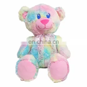 Fluffy Jumbo Colorful Rainbow Teddy Bear Plush Custom Toy thumbnail-1
