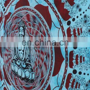 Psychedelic Indian Ombre Mandala Buddha Quee Size Cotton Handmade Boho Wall Hanging, Tapestry, Decorative Ethnic Bedspread Throw thumbnail-2