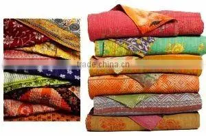 Decorative Kantha Gudri Indian Handmade Queen Bohemian Quilt Lot Reversible Vintage Ethnic Art Bedding thumbnail-1