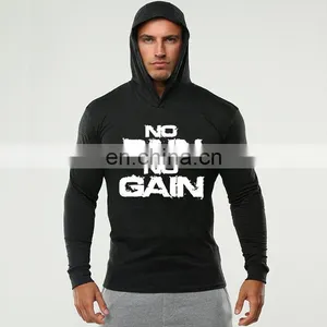 Gym Hoodie Jacket Sweatshirt Custom Logo Blank Cotton Fitness Hoodie Men thumbnail-1