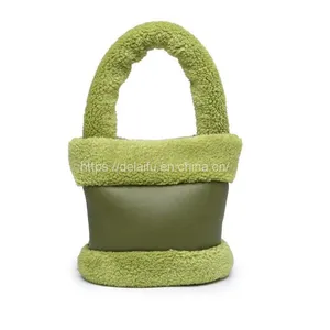 Autumn and Winter Plush Bucket Bag Cute Handbag for Girls thumbnail-3