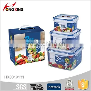 3 Pcs Square Plastic Food Storage Set With Color Box thumbnail-1