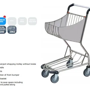 High Quality Airport Luggage Baggage Trolley Cart Hand Brake Airport Trolley thumbnail-5