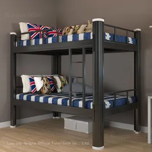 Twin Over Twin Metal Bed | Simple Black And White Style & High Load Capacity | Apartment & Youth Hostel - OEM/ODM Service thumbnail-1