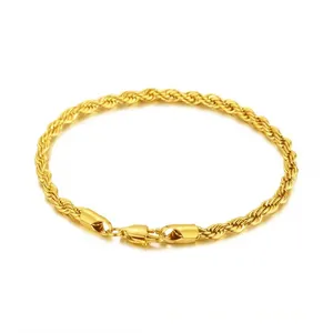 Twisted Chain Bracelet for Men Women Stainless Steel Gold Color Chain Bracelets Bangle Male Jewelry Gift Wholesale thumbnail-1