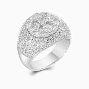 Shining Star Jewelry Men Sterling Silver Moissanite Hiphop Clustered Finger Ring thumbnail-3