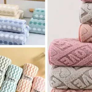 Microfiber Coral Fleece Jacquard Towels Set thumbnail-1