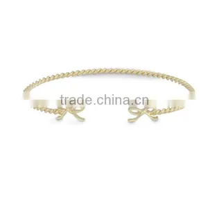 Fashion Gold Bangle With Double Bow , Stainless Steel Double Bow Bangle thumbnail-1