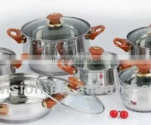 Stainless Steel Cookware Set With Glass Lid 12Pcs Cookware Sets Stainless Steel Hard Anodized Pots thumbnail-1