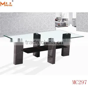 Modern Cheap Glass Top Wood Coffee Table thumbnail-1